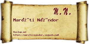 Maróti Nándor névjegykártya